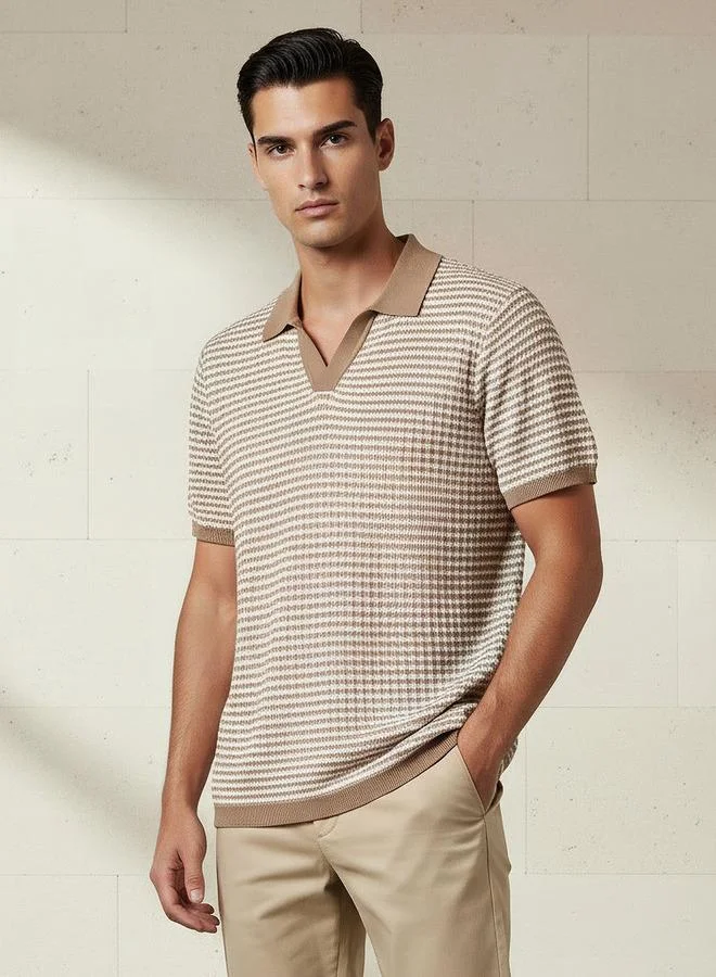 Emperor Emperor Men Short Sleeves Textured Polo T-shirt
